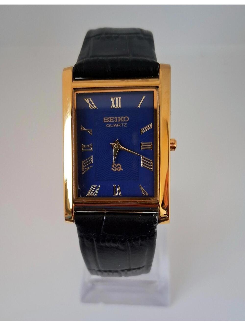 Men's Seiko Tank Blue Dial Dress Watch & Batt-Dial mod - Picture 2 of 7